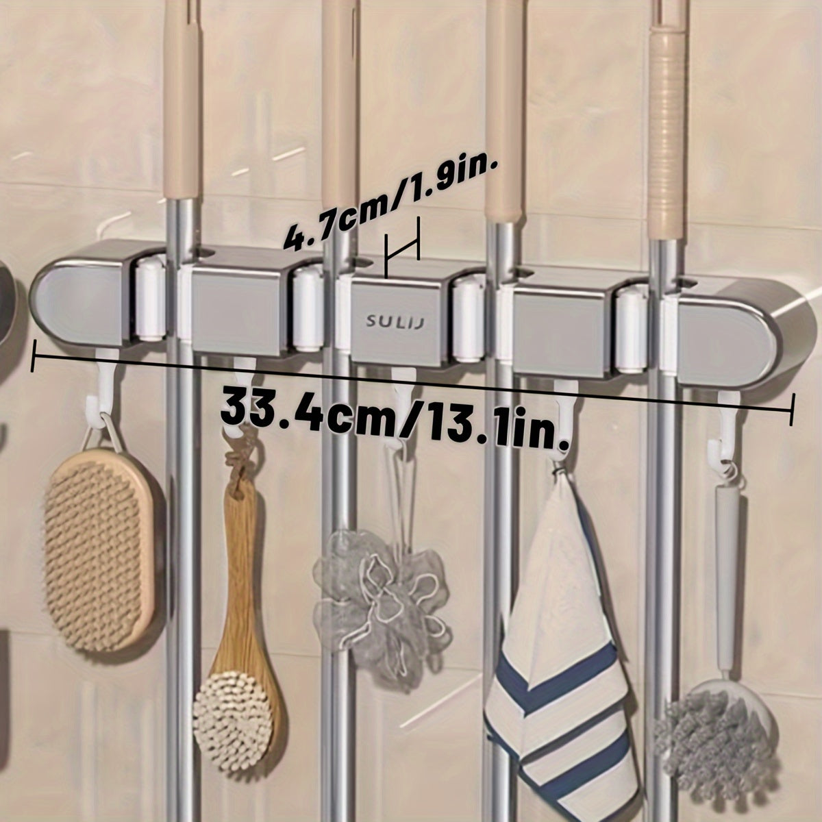 1pc, Multi-functional Mop Holder, Punch-free Wall-mounted Hooks, Mop Clip, Mop Rack, Broom Clip, Garden Tool Organizer, Towel Rack, Non-slip, Useful Tools, Cleaning Tools, Cleaning Supplies, Household Gadgets
