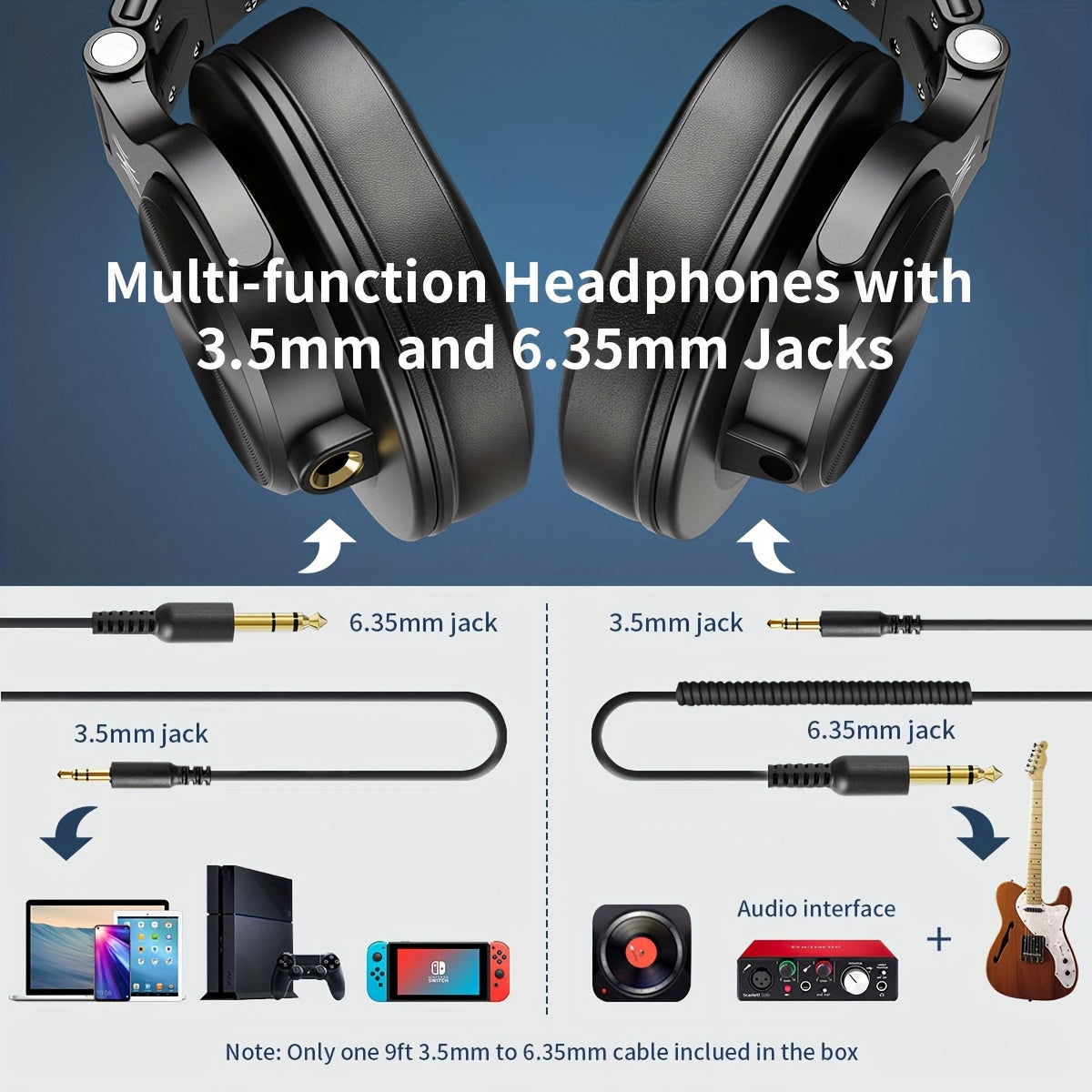 OneOdio A71m Professional Studio & Gaming Headset with Boom Mic - Over-Ear Wired Headphones, Hi-Res Audio, Noise Isolation, Compatible with PC, PS4, Xbox One, Skype, Zoom - Heavy-Duty Build, Detachable Cable, Compatible with