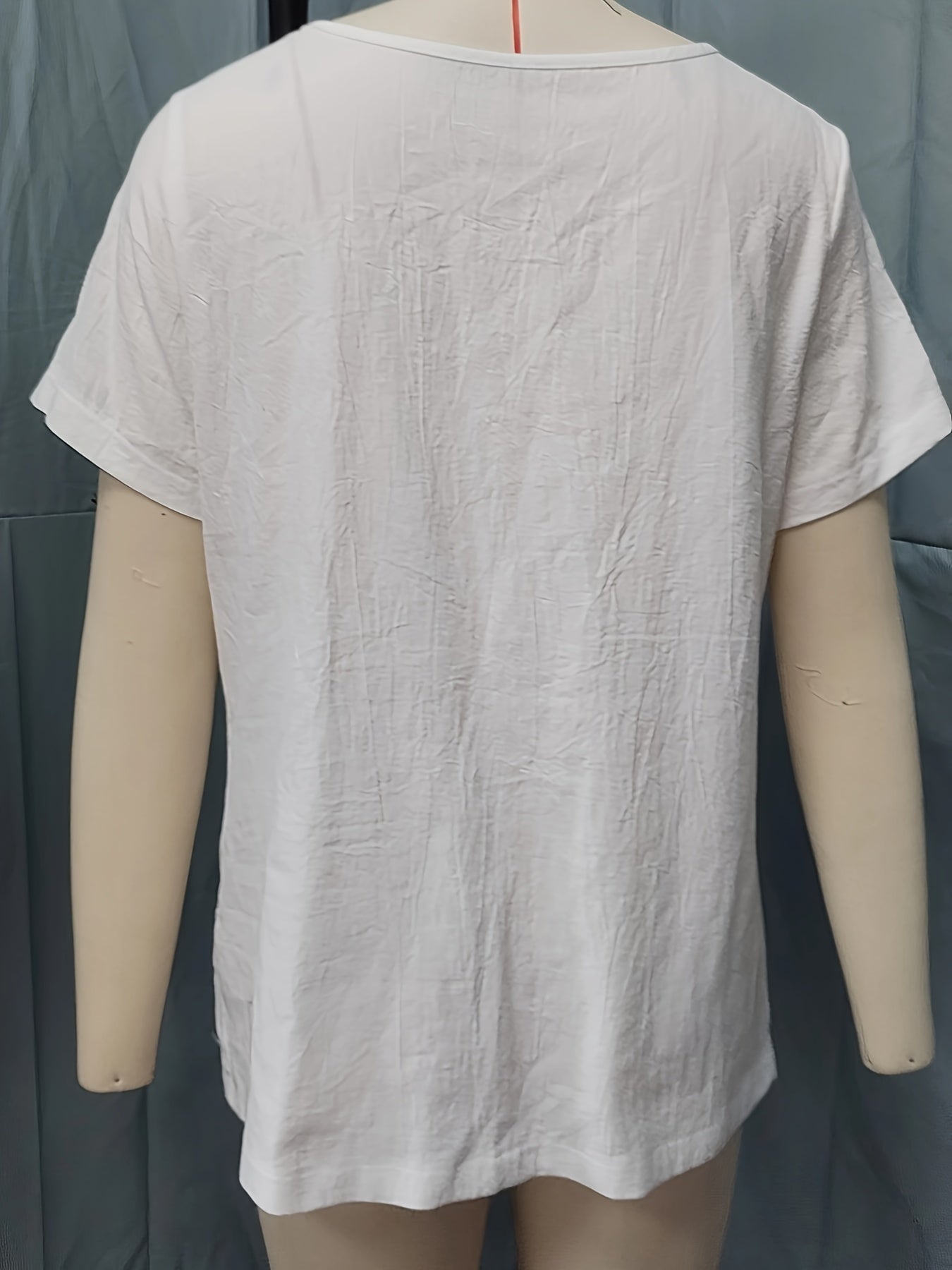 Floral Print Crew Neck Blouse, Casual Short Sleeve Blouse For Spring & Summer, Women's Clothing