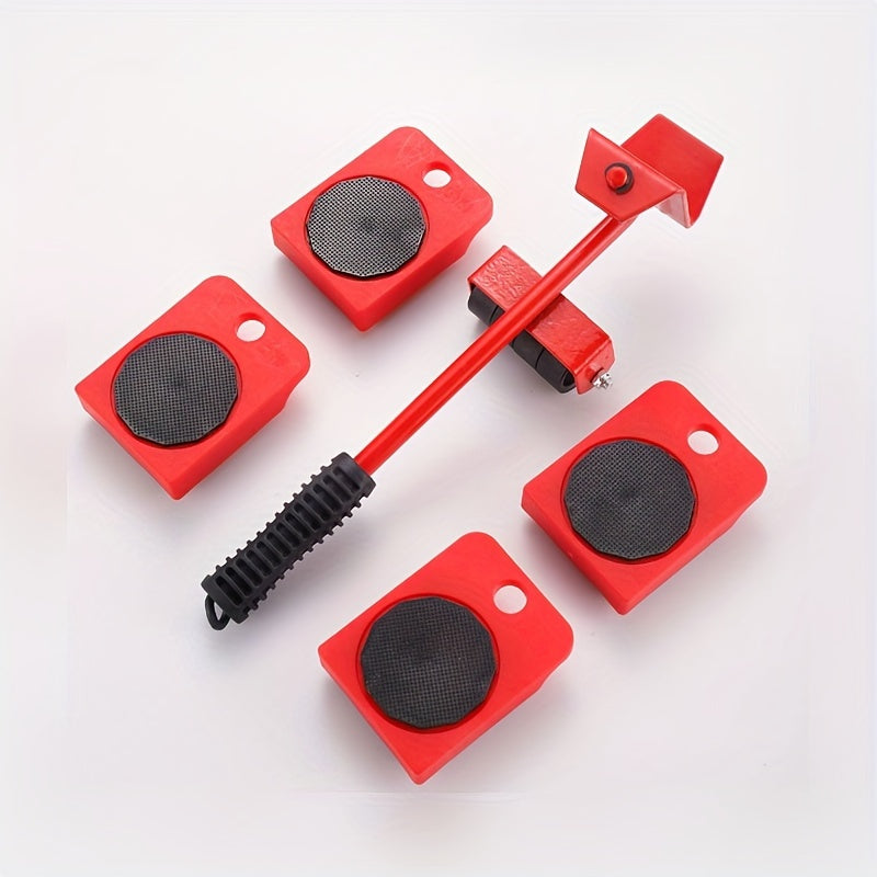 5pcs Furniture Slides Kit, Furniture MoveRoller Tools, 360 Degree Rotatable Pads, Easily Redesign And Rearrange Living Space Sofa Easy, Plastic And Carbon Steel For Hardwood Floors Carpet With 4 Wheels, Bearing Weight 150Kg,