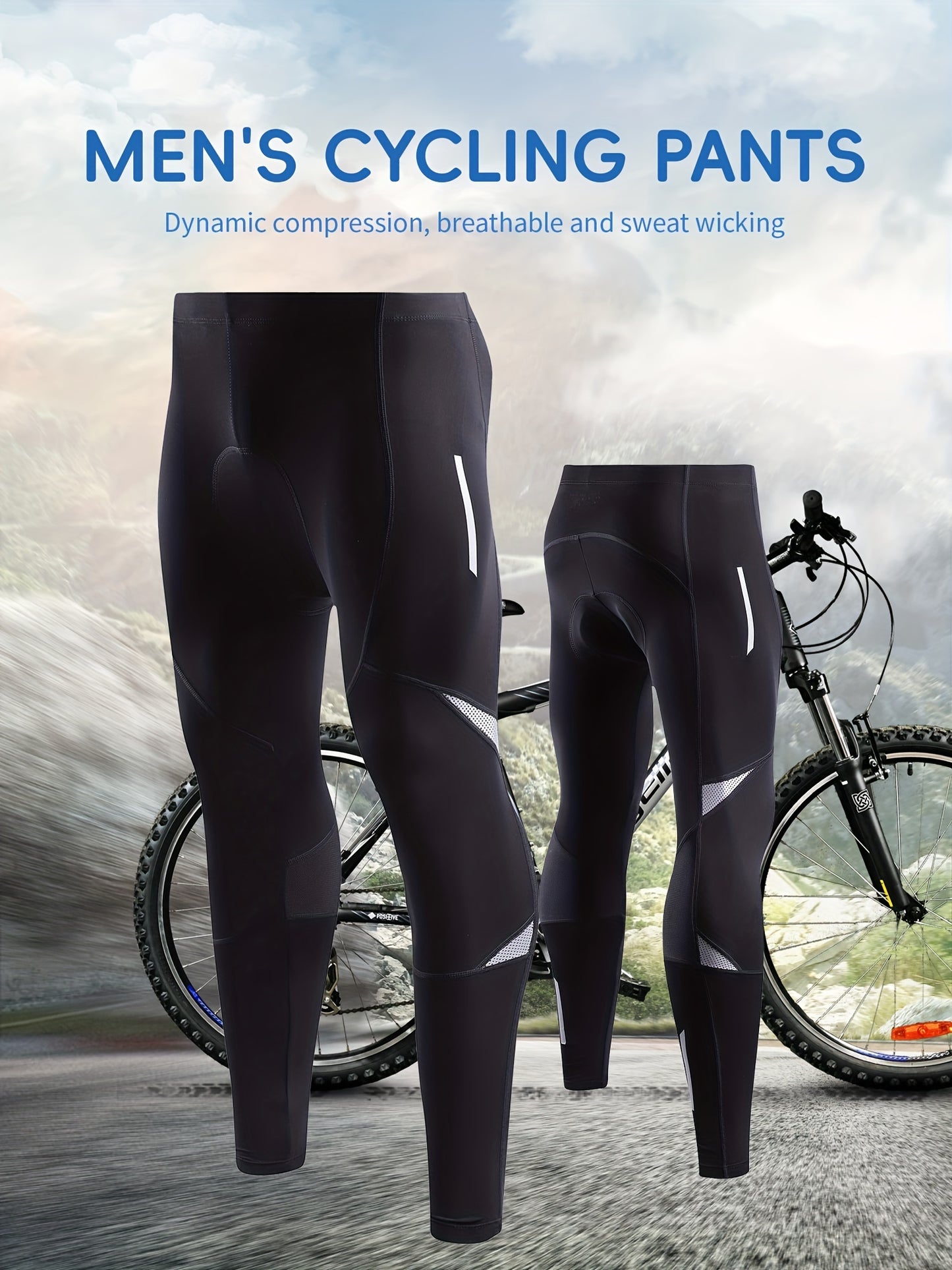 Quick Dry Men's Cycling Pants With Padded Seat - Stretchy Bike Leggings For Comfortable Riding