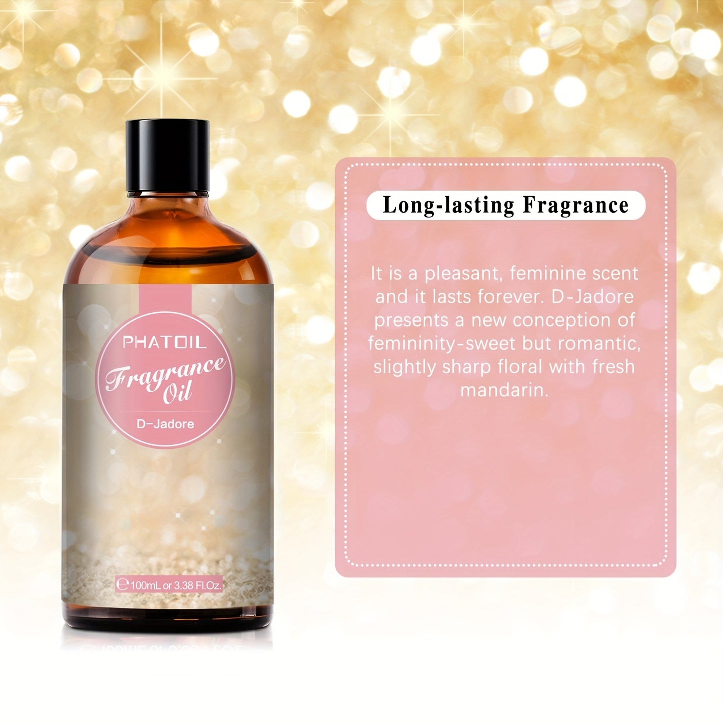 1pc PHATOIL D-Jadore Fragrance Oils 100ml/3.38Fl.Oz, High Qualtiy Diffuser Oils For Oil Burner, Air Humidification, Diffusers, Air Freshener