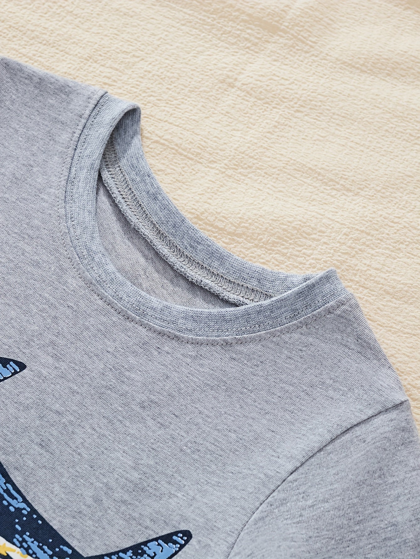 LITTLE BITTY Boys' Cotton Long Sleeve Crew Neck T-Shirt, Cartoon Shark Pattern, Casual Skinny Fit, Breathable Knit Fabric, Regular Sleeve, for Hiking & Outdoor, Weekend Casual Wear - Spring/Summer Collection