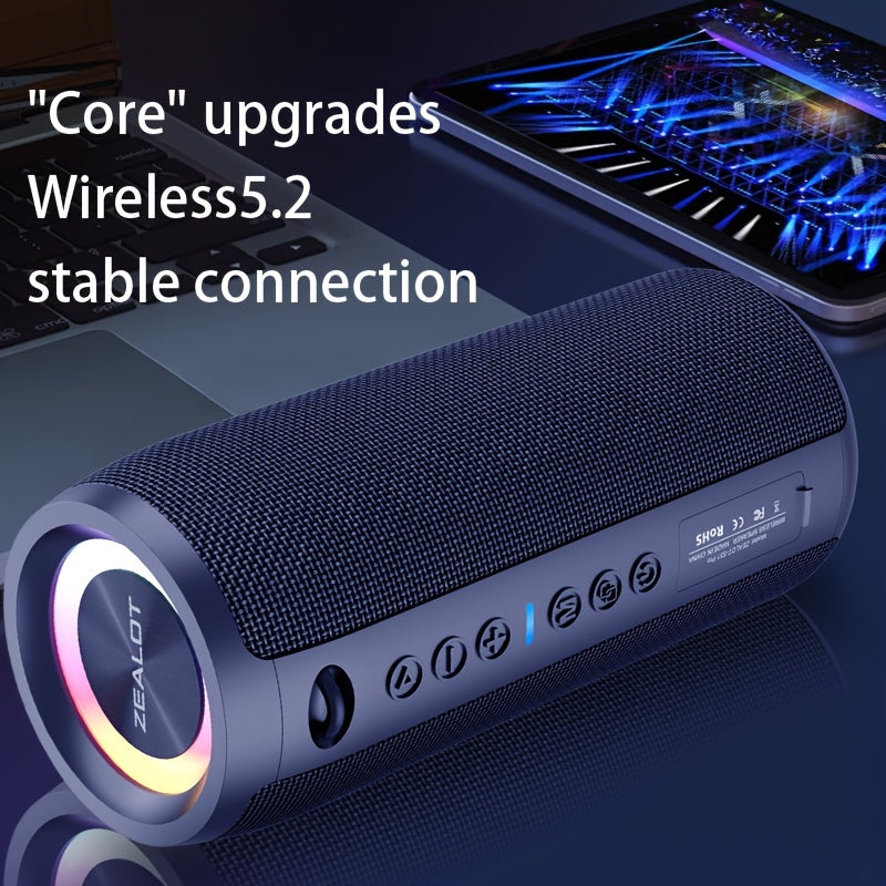 ZEALOT S51 Pro Wireless Speakers, Outdoor Portable Subwoofer Speaker, Wireless Speaker, Dual Pairing, Booming Bass, Charging Cable And Aux Cable, Connect with Mobile Phone/Tablet/TV, for Home, Car, Outdoor, Camping