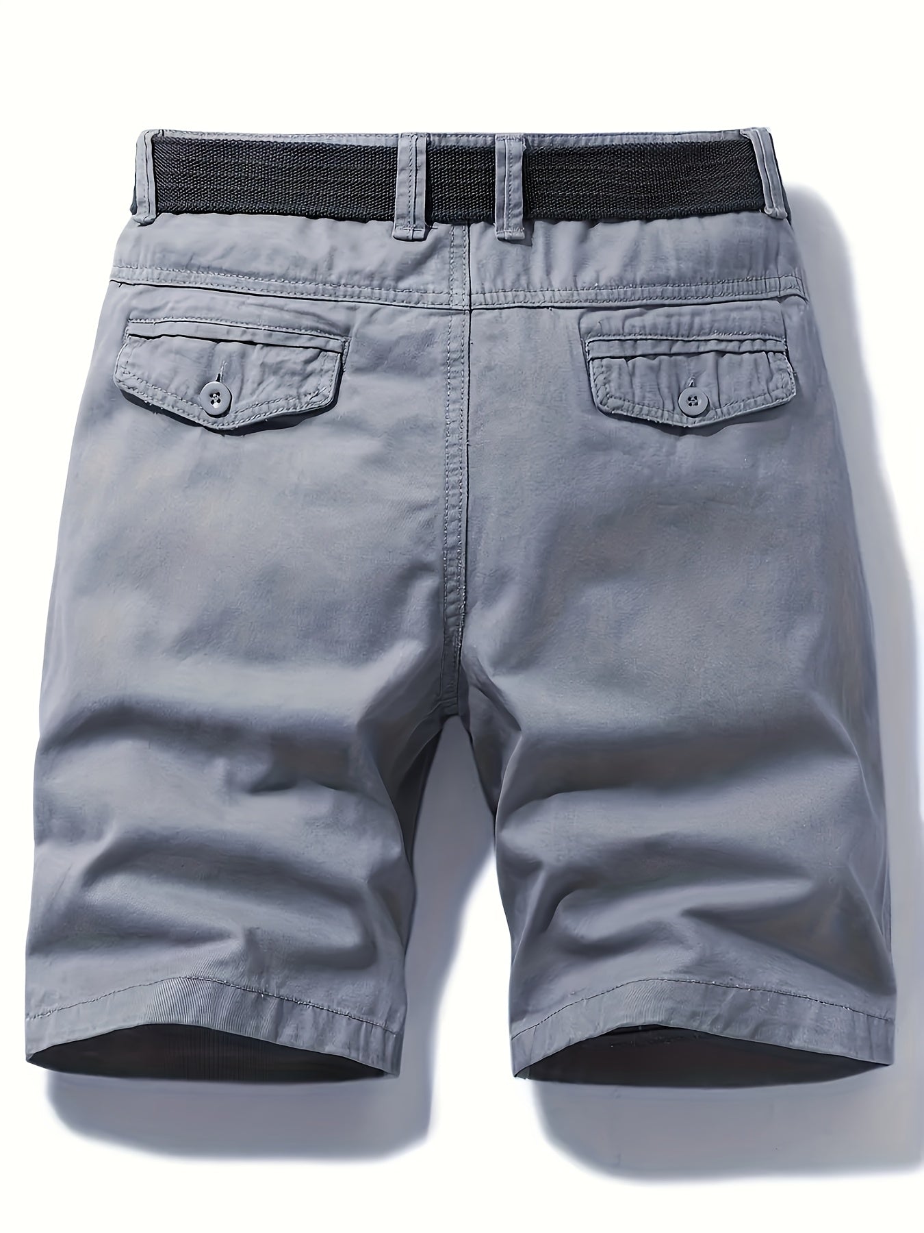 Two-Piece Set, Men's Solid Color Outdoor Casual Comfortable Breathable Multi-Pocket Cargo Shorts