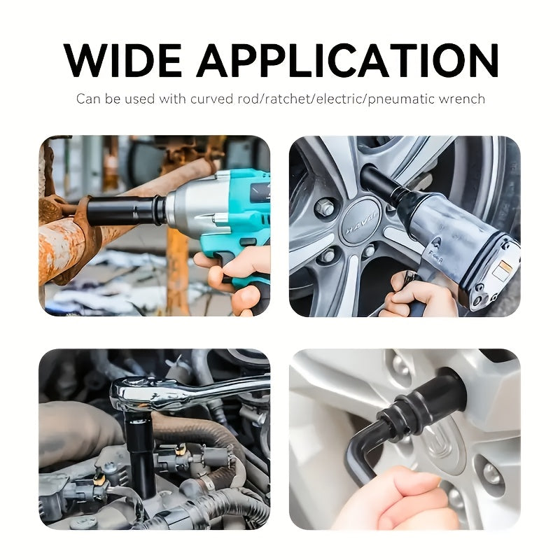 1/2" Electric Wrench and Socket Set - Heavy-Duty Pneumatic Wind Gun with Hexagonal Long Head for Efficient Auto Repair, Maintenance, and DIY Projects - Durable Hardware Tools for Professionals and Homeowners