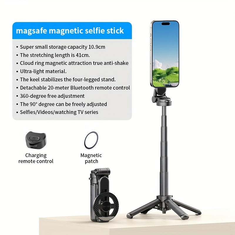 Bastão de Selfie Magnético Portátil com Controlo Remoto