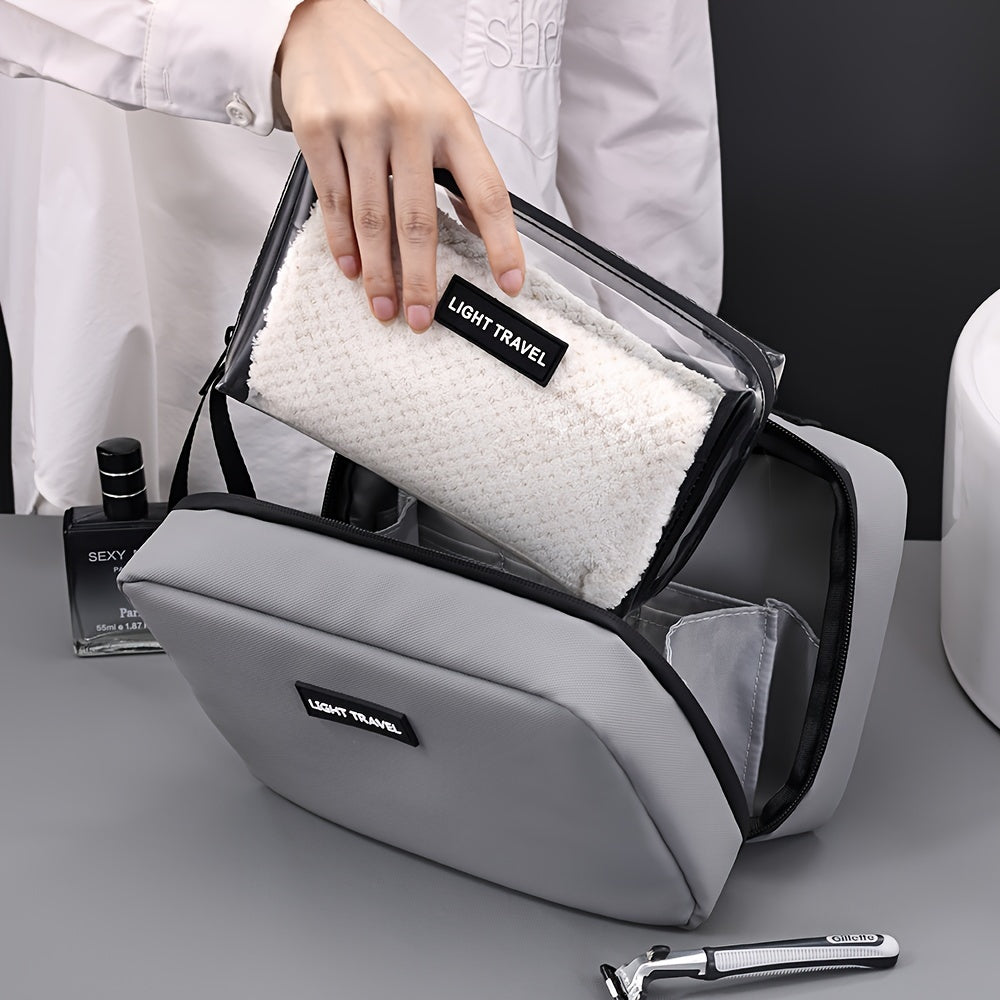 Lightweight Travel Toiletry Bag - Portable Cosmetic Organizer with Zipper, Machine Washable, Black