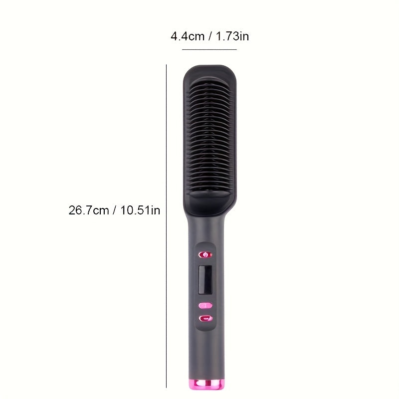2-in-1 Straightening & Curling Hair Styler Comb - Fast, Portable with European Plug (220V) for Professional Salon & Home Use