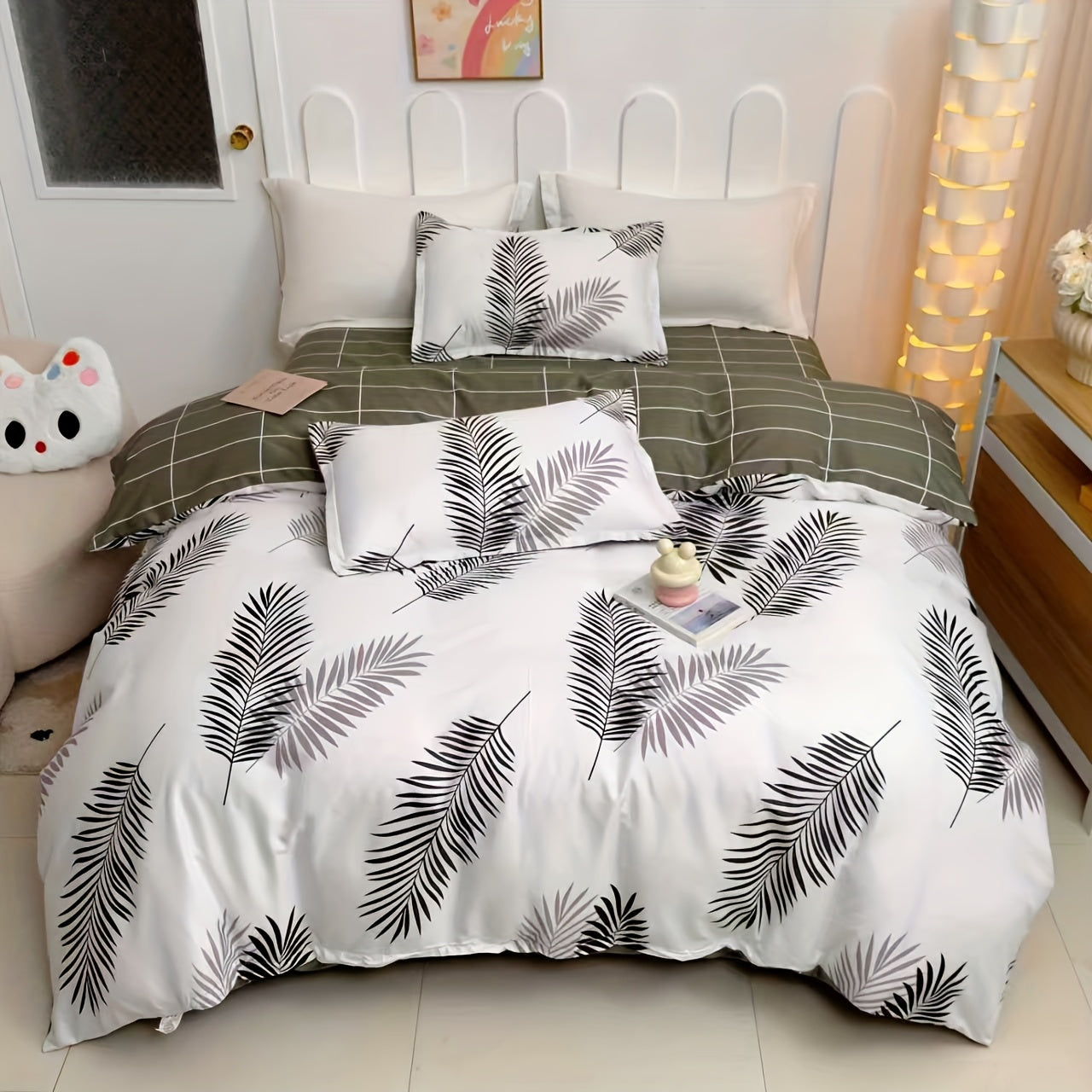 Four Seasons Four-Piece Set of Active Print Fabric, 1pc Quilt Cover Without Quilt Core, 1pc Bed Sheet, 2pcs Pillowcase Without Pillow Core, Comfortable, Soft, Breathable, Active Print Fabric, Suitable for Dormitory, Living Ro