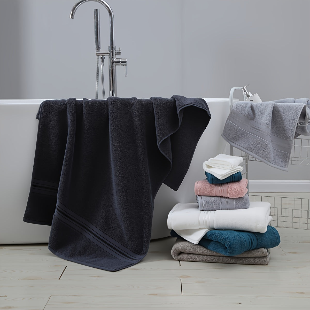 6pcs high-end j hotel bath towel set, 2 square towels, 2 towels, 2 bath towels, soft and skin-friendly, highly absorbent, suitable for bathrooms, hotels, and spas