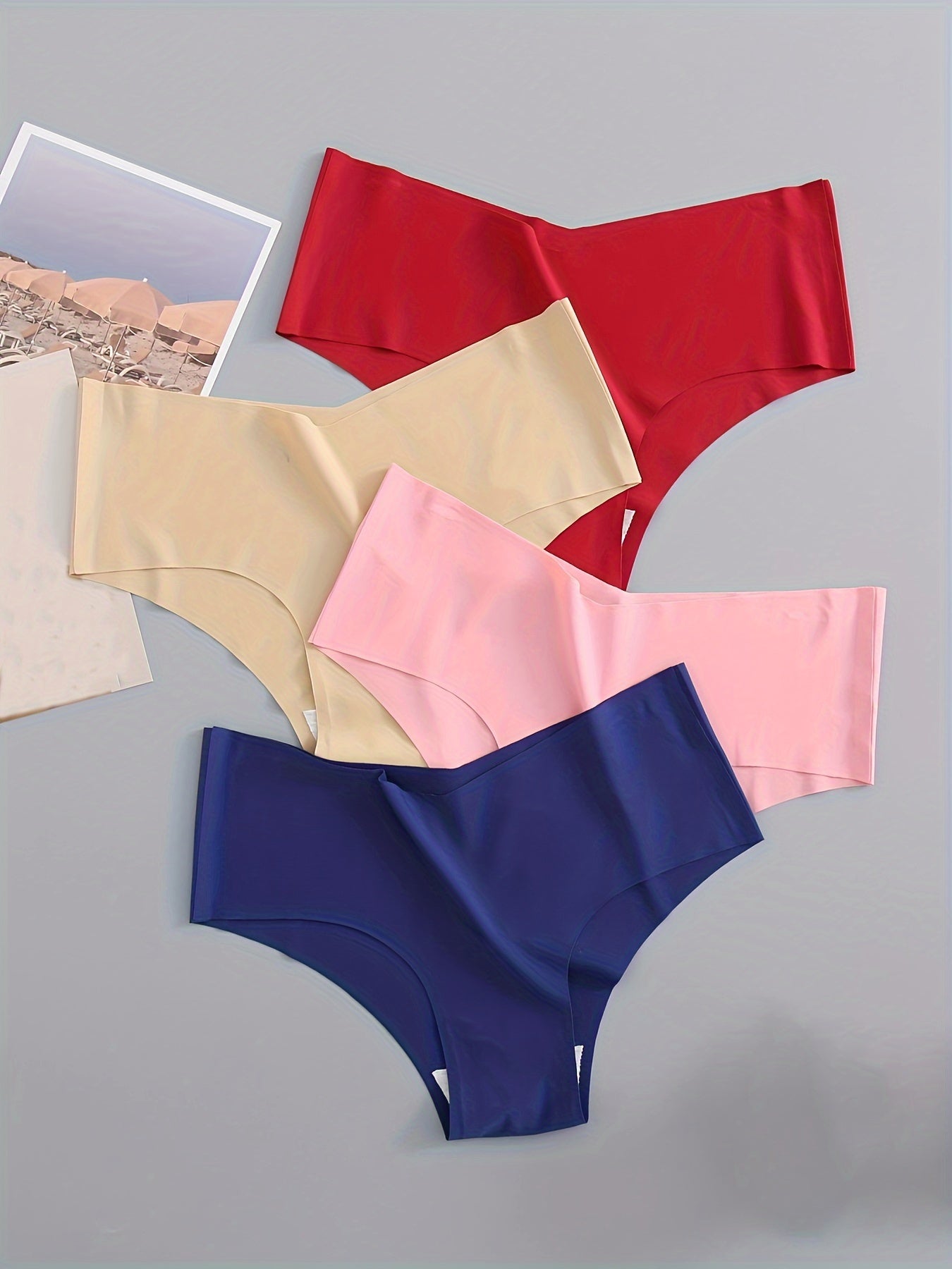 4 Pack Seamless Panties, Sporty & Comfy Solid Brief Panties, Women's Lingerie & Underwear