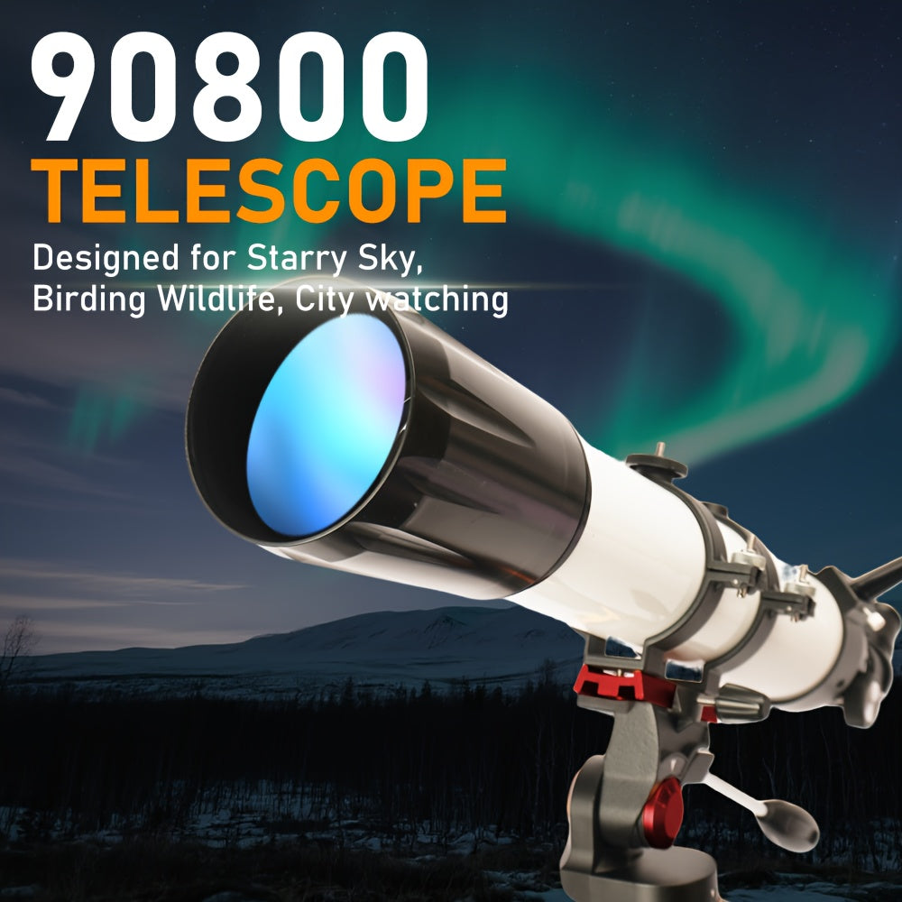 Telescope, 90mm Aperture 800mm Telescopes for Adults Astronomy, Portable Professional Refractor Telescope for Beginners, with Stainless Tripod & Phone Adapter, Carry Bag