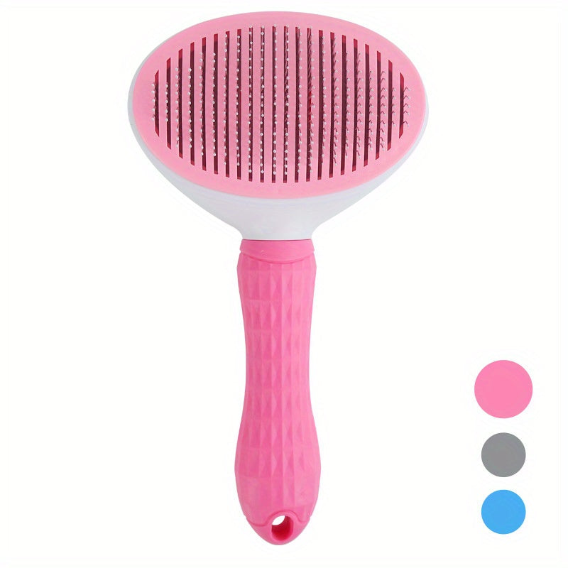 1pc Pet Grooming Brush - Efficient Hair Removal Comb for Cats & Dogs, Ergonomic Handle, Durable ABS Material, Ideal for Coat Health Maintenance, Pet Grooming Tool|Easy Grip Handle|Fine Bristle Comb, Pet Hair Remover Tool