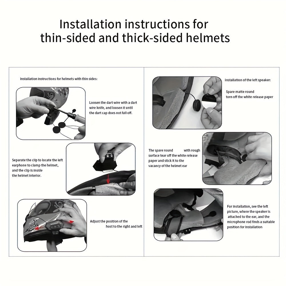 Motorcycle Wireless Helmet Headset Hands-free Call Kit Stereo Anti-interference Music Player Speaker