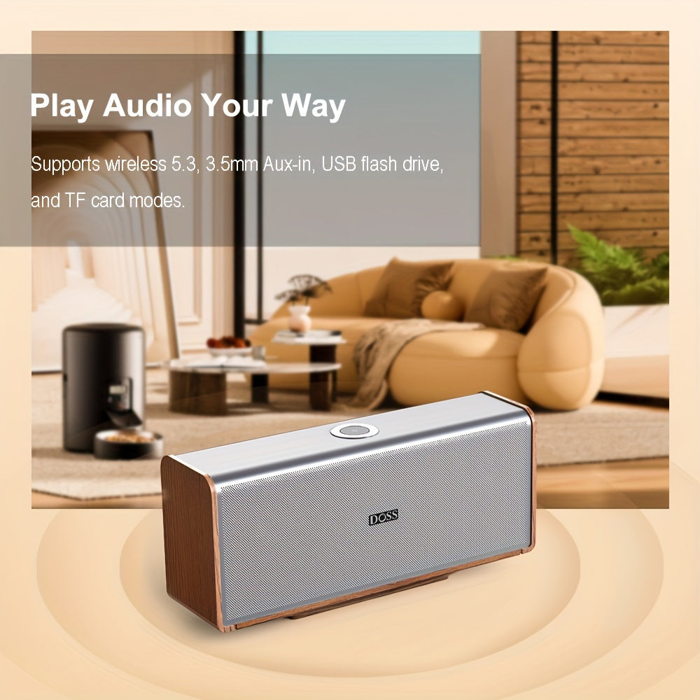 DOSS SoundBox XL Ultra 80W Wireless Home Speaker with Subwoofer, 2.1 Channel Sound System, 18-Hour, Wireless 5.3, -C, DSP Technology & Low Frequency, Compatible with Smartphones, Tablets, Laptops, Music Players - Modern Metal