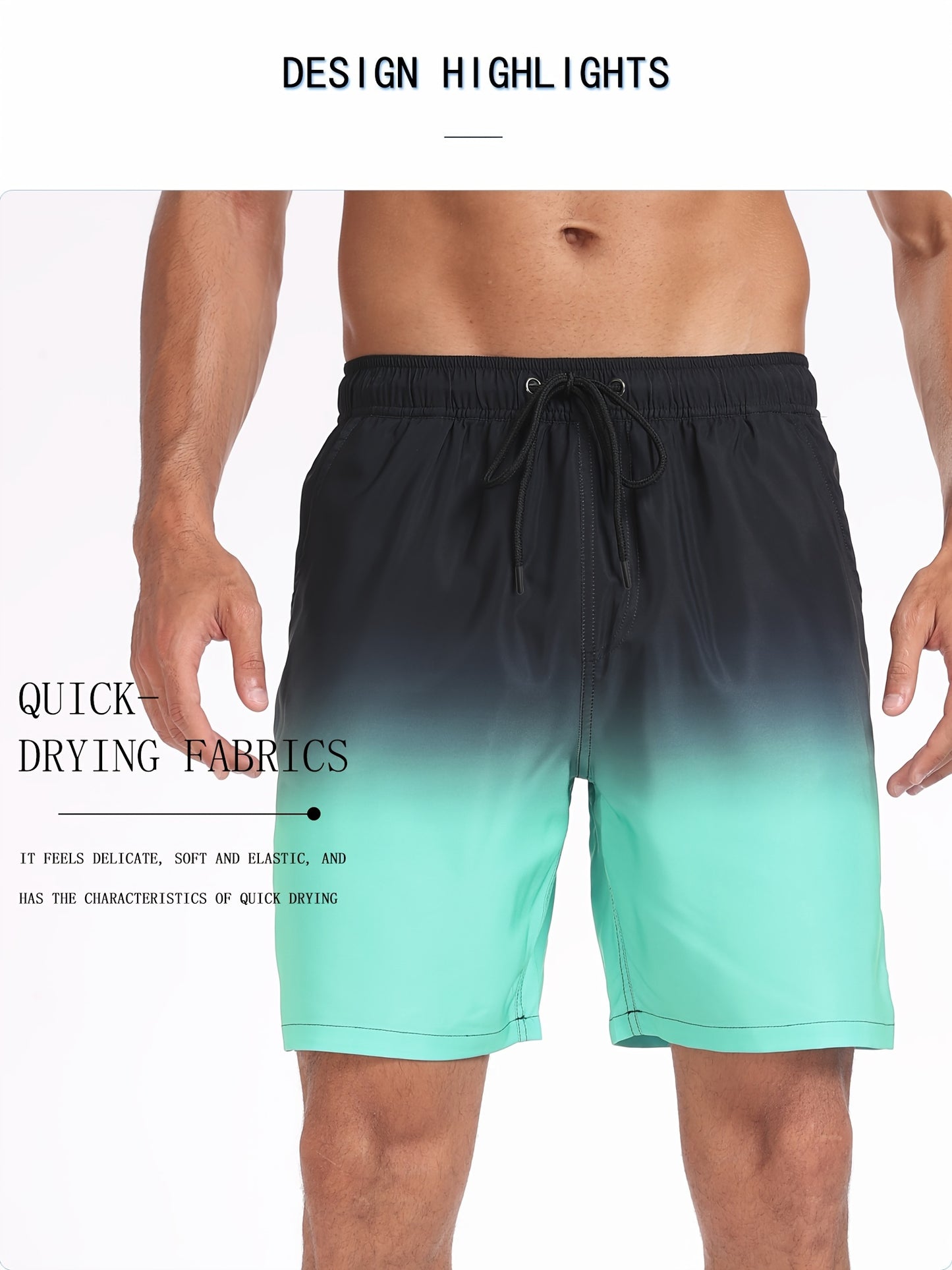 Men's Quick-Dry Beach Shorts with Tropical Palm Tree & Palm Leaf Print - Breathable Stretch Fabric for Summer, Outdoor, Hiking, Swimming - Machine Washable Casual Athletic Shorts, Outdoor Activewear, Summer Shorts