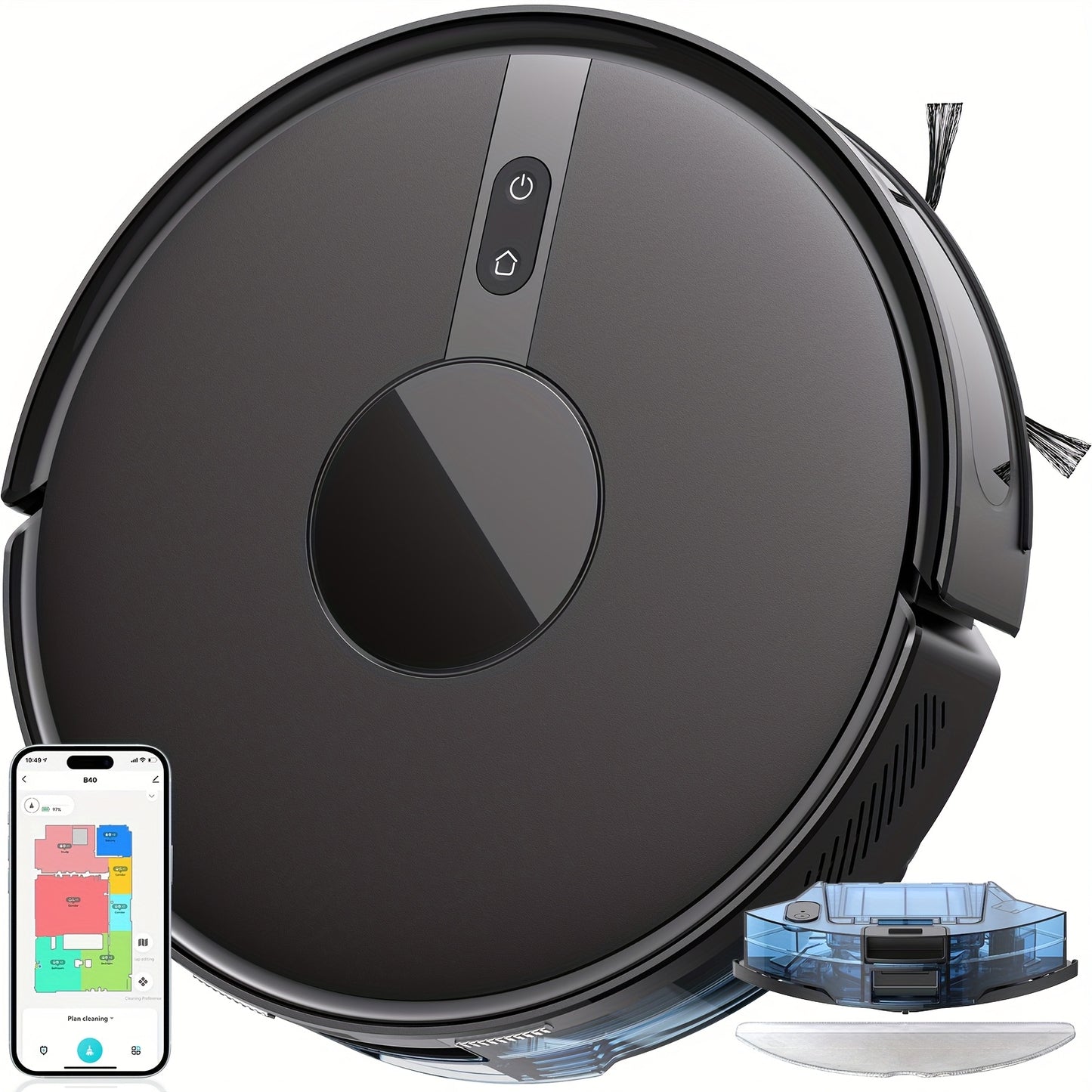 Lubluelu B40 Robot Vacuum Cleaner, 3 In 1 Robot Vacuum Cleaner And Mop, 6500Pa, 62db Low Noise, 9.98 cm Ultra-Slim Body, 5 Floors Mapping, Diversified Cleaning, Robot Vacuum Cleaner For Pet Hair, Carpet, Hard Floor, Christmas
