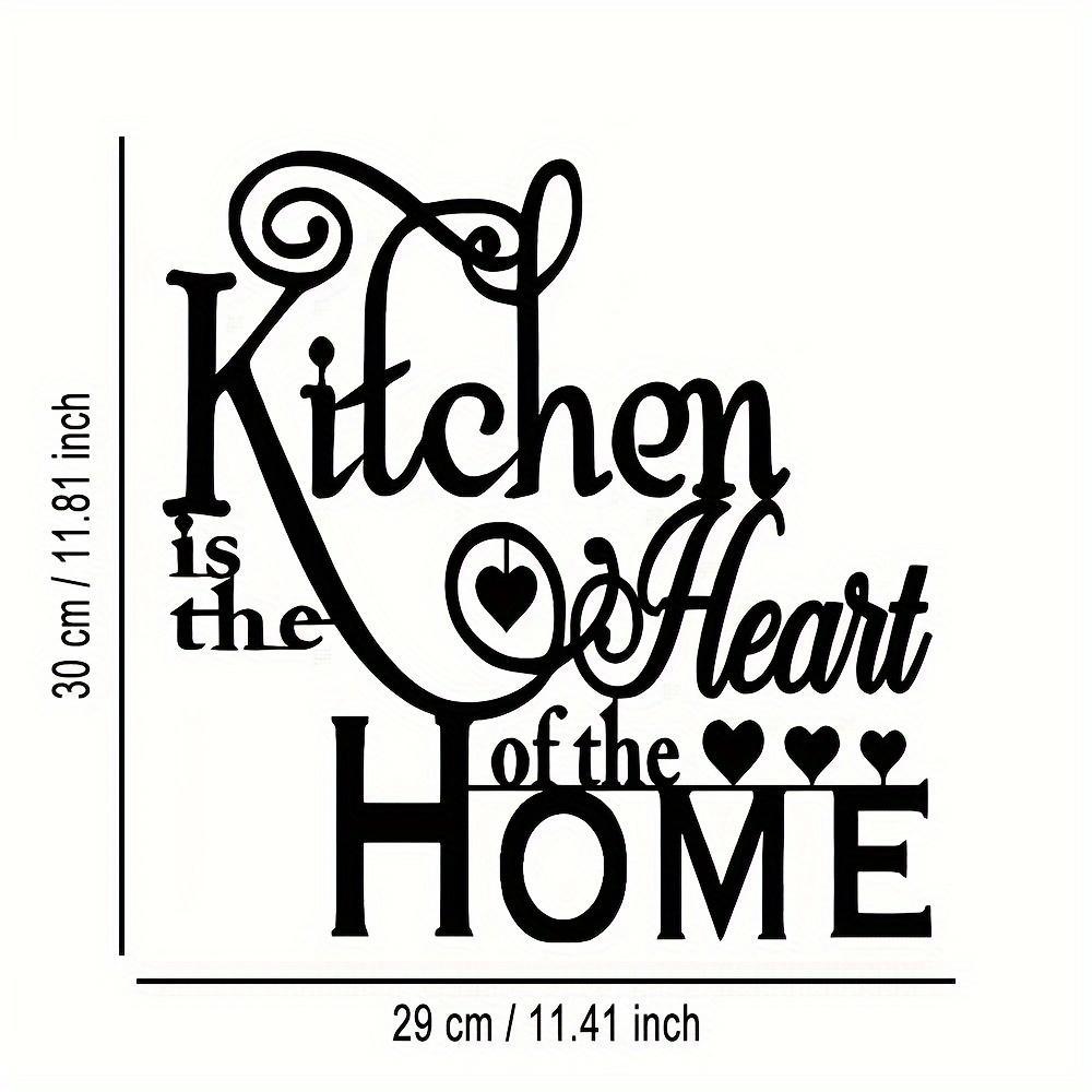 2D Flat, 1pc "Kitchen is the Heart of the Home" Metal Wall Decor - Elegant Script Kitchen Sign with Heart Accents - Durable Metal Art Plaque for Home, Cafe, Restaurant, Bar - Housewarming Gift for Cooks & Home Decorators, Caf