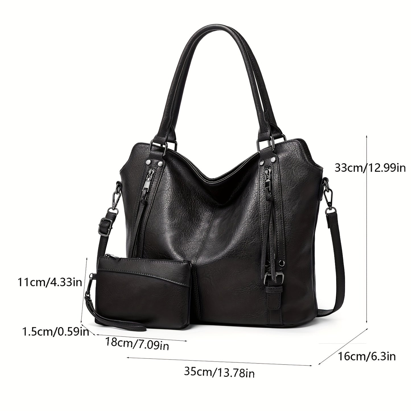 Women'S Large Capacity Tote Bag - Stylish Brown with Golden-Tone Hardware, Zipper Closure & Detachable Strap, Perfect for Work Or Everyday Use, Versatile Carryall | Elegant | Durable, Large Tote Bag