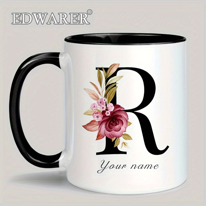 1pc A-Z Letter Custom Personalized Coffee Mug, Water Cup, Photo Text Ceramic Mug 11oz, Graduation Appreciation Thank You Holiday Birthday Gifts, Valentine's Day, Christmas, Birthday, Anniversary Mug Gift, Drinkware For Restau