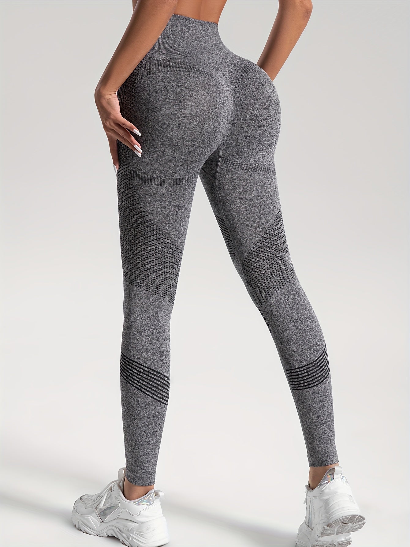 Seamless Knit Tight High Stretch Long Pants, Sports Yoga Fitness Running Trousers, Women's Leggings