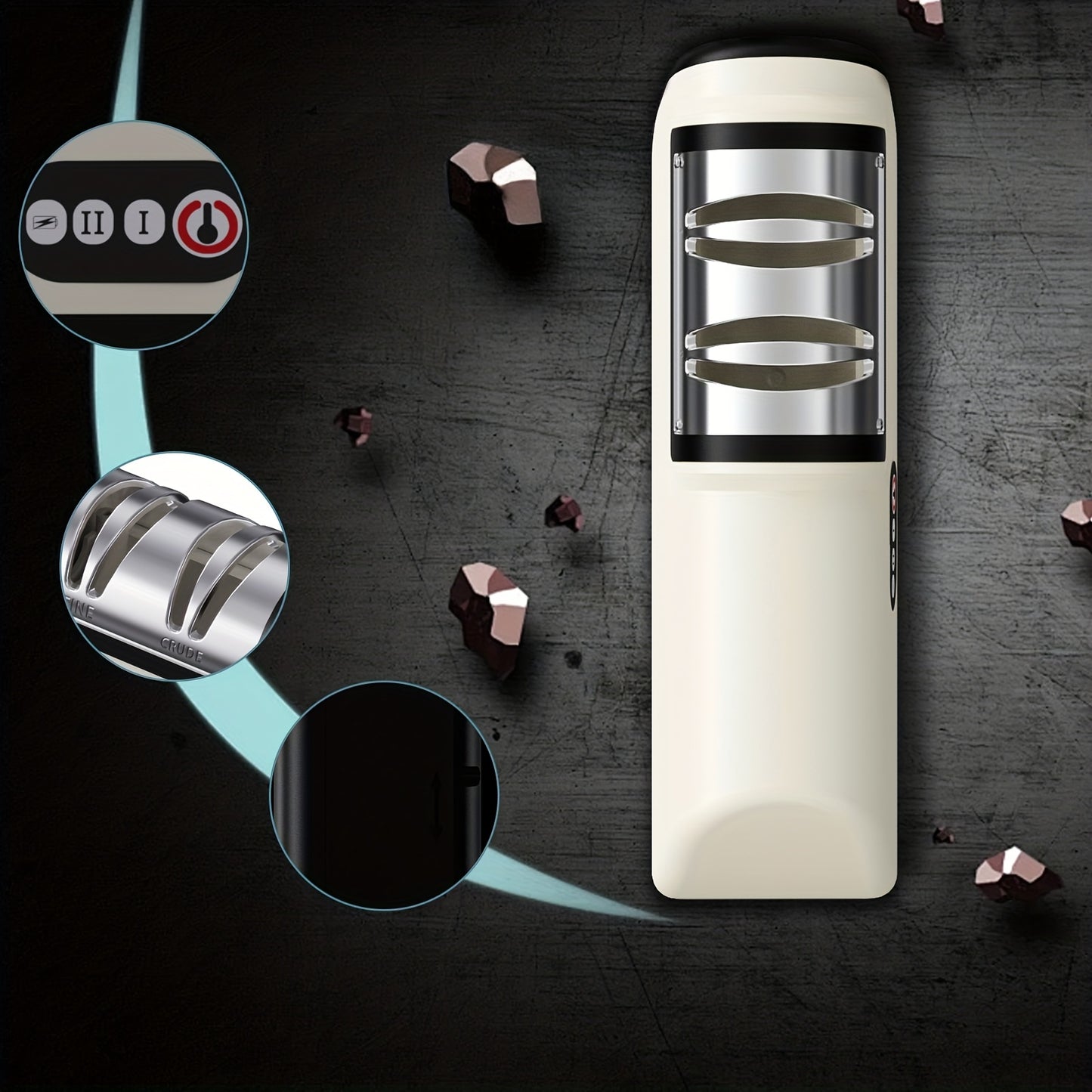 Electric Knife Sharpener - USB Rechargeable, 20° Precision Edge for Kitchen & Pocket Knives | Fast Sharpening & Polishing | Compatible with Chef Knives, Santoku, Ceramic, Slicing & Paring Knives,  Compact Design, Highquality