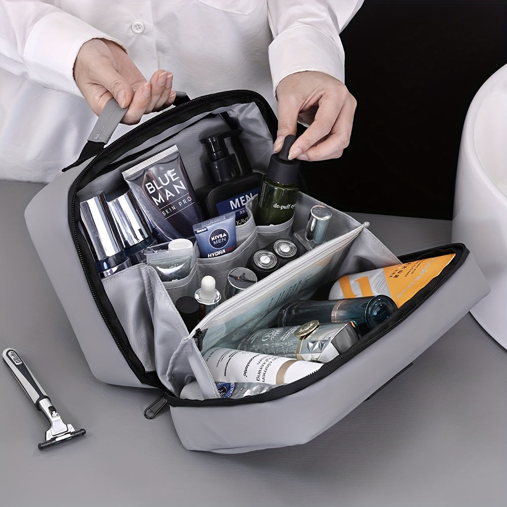 Lightweight Travel Toiletry Bag - Portable Cosmetic Organizer with Zipper, Machine Washable, Black