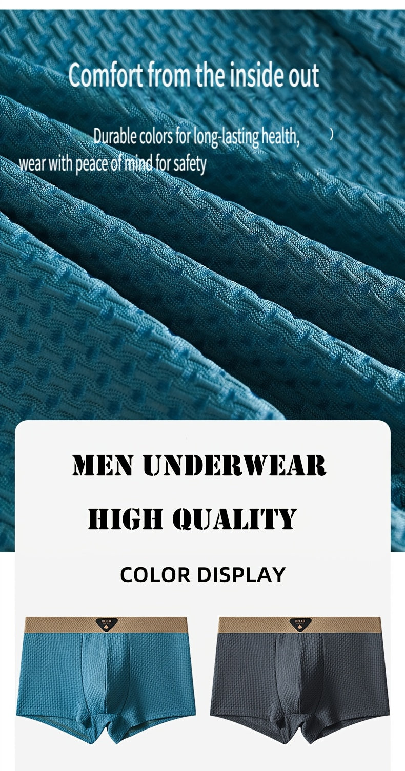 4-Pack Men'S Ice Sliky Fiber Fabric Underwear, Multi-Color Ultra-Thin Elastic Boxer Briefs for Spring, Summer, Autumn & Winter - Breathable and Stretchy Casual Shorts in Various Styles for Daily Wear
