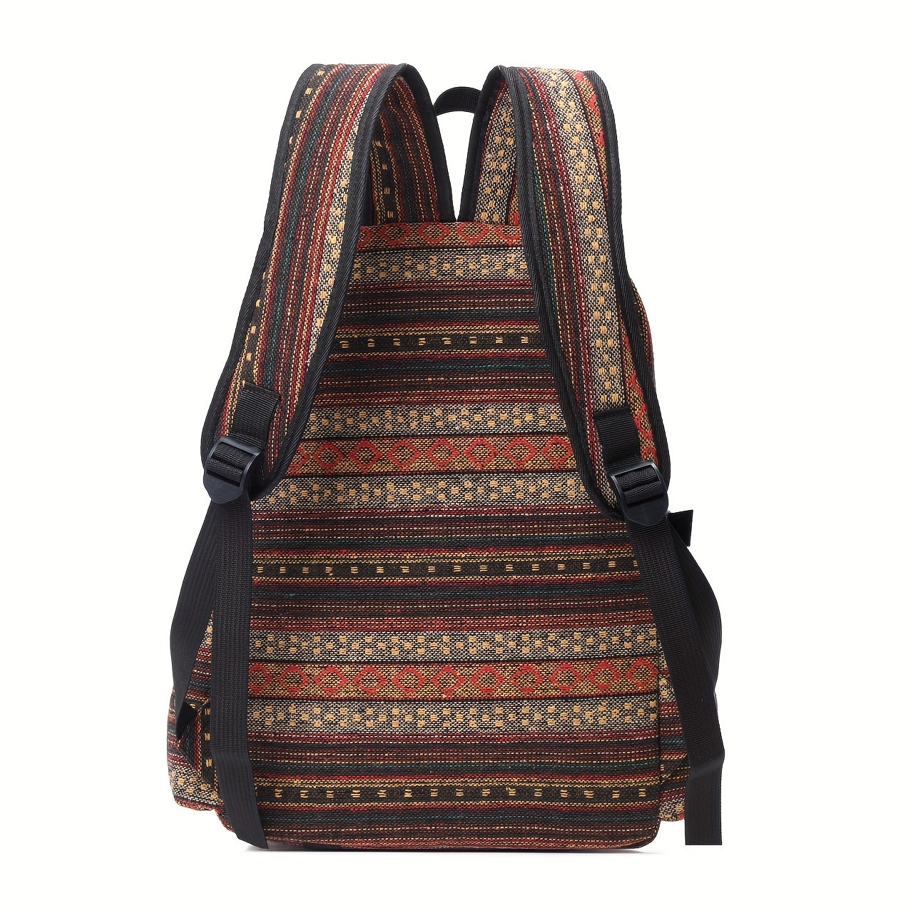 2025 vintage style backpack with adjustable straps, multiple compartments in brown, red, blue, and gray, large capacity travel and vacation backpack, travel backpack