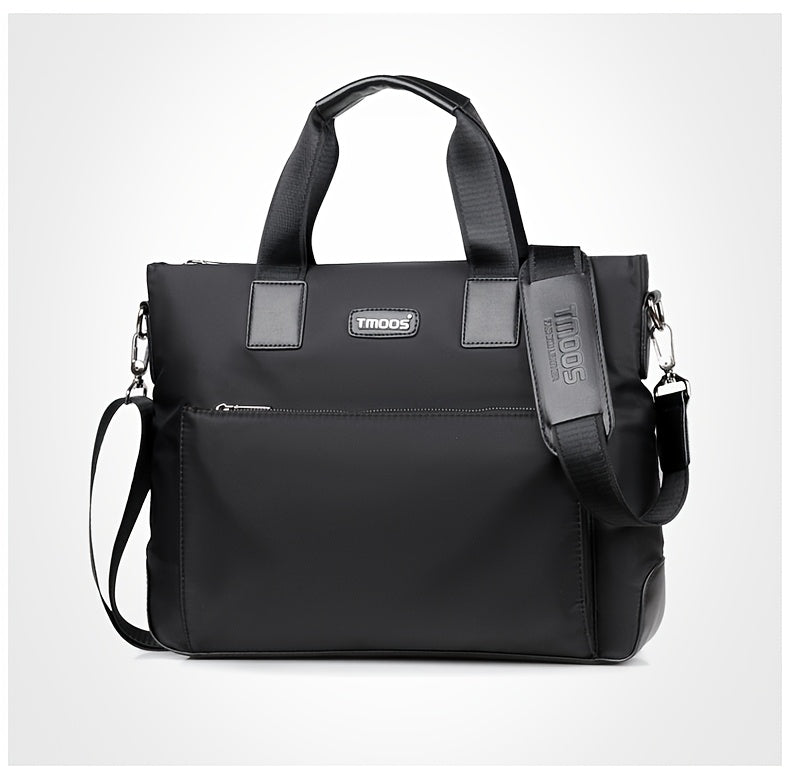 TMOOS Men'S Lightweight Oxford Business Casual Tote Bag - Large Capacity Multi-Compartment, Adjustable Shoulder Strap, Durable & Stylish for Work, Travel, and Everyday Use, Travel Tote Bag, Professional Appearance, Secure Zip