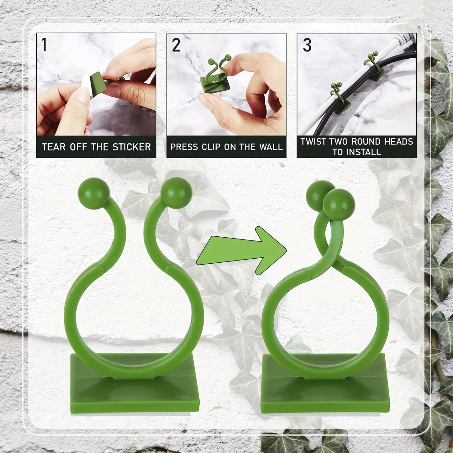 10pcs Plant Climbing Wall Fixture Clips, Self-Adhesive Hook Vines Traction Invisible Holder Supporting Wire Fixing, For Garden Wall Clip, Vines Fixing Clips Self-Adhesive Hook Plant Vine Traction For Indoor Outdoor Decoration