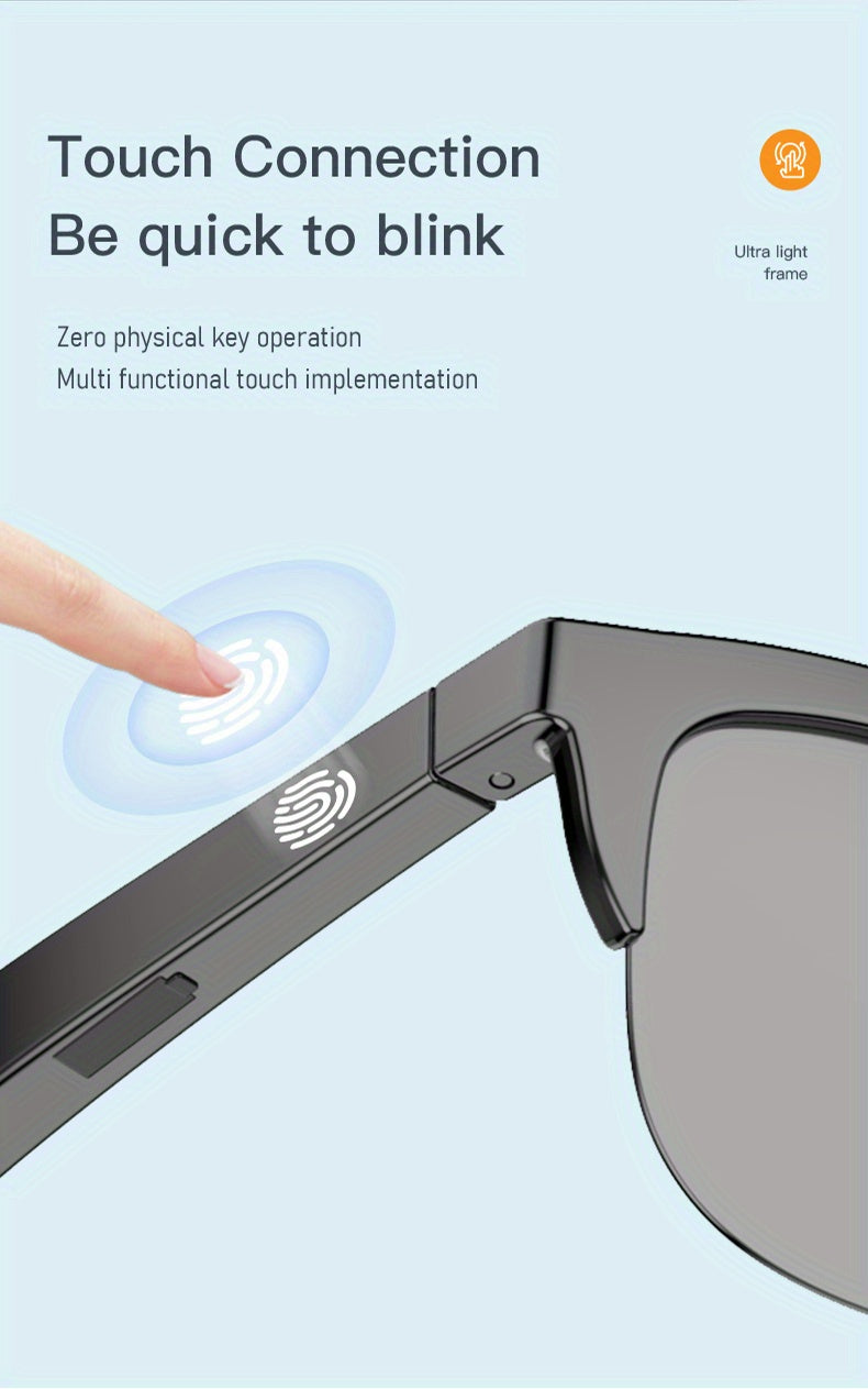 Smart Wireless 5.0 Sunglasses Multifunctional Glasses Wireless Call Play Music Outdoor Sports Headphones Rechargeable HIFI Sound Quality HD Lens Headphones Black Technology Unisex Touch Long Battery Life Anti-UV Lens