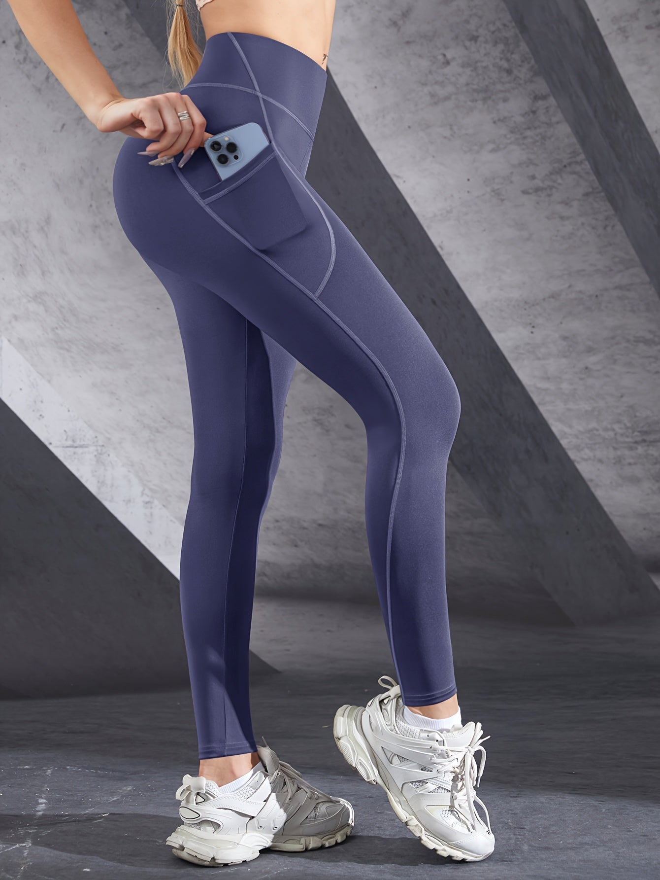 2pcs Women's High-Waist Yoga Leggings - Butt Lifting & Tummy Control, Breathable Stretch Fabric, Solid Color Workout Pants with Side Pockets for Outdoor Fitness