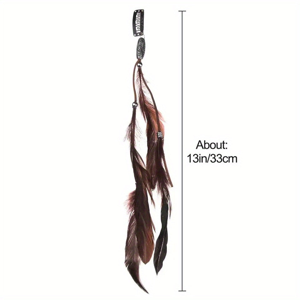 1pc Faux Feather With A Snap Clip Boho Style Feather Tassel Hair Extension Hair Clip For Women Daily Use
