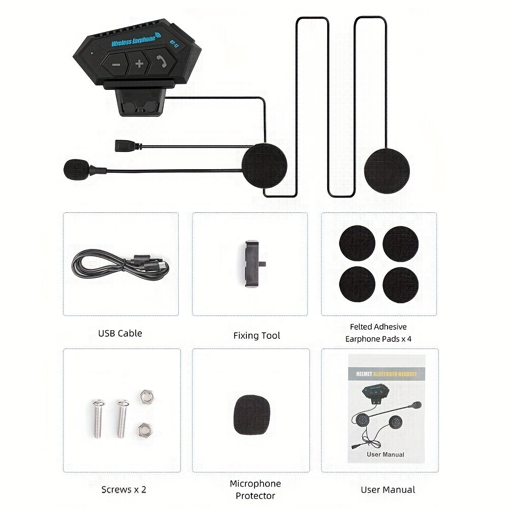 Motorcycle Wireless Helmet Headset Hands-free Call Kit Stereo Anti-interference Music Player Speaker