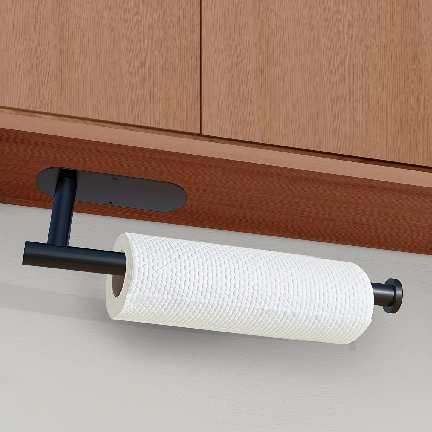 1pc Self-Adhesive Paper Towel Holder Under Cabinet For Kitchen, Bathroom Tissue And Towel Holder, Plastic Wrap And Roll Paper Storage Storage Rack, Home Kitchen Bathroom Supplies