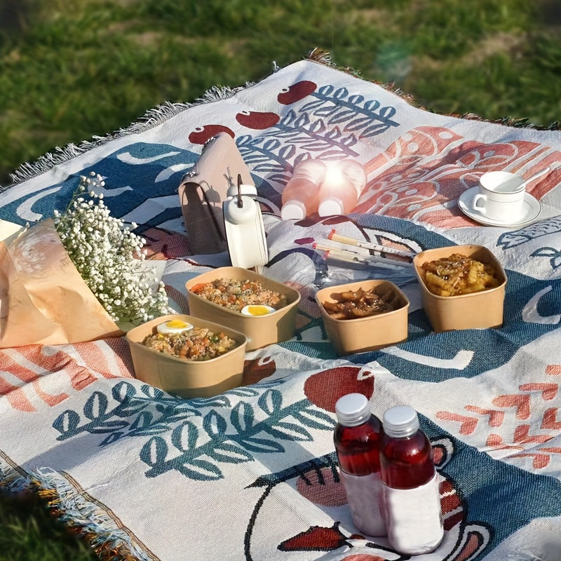 1pc Scandinavian Style All-Season Sofa Covers Cotton Blend Sofa Throw Covers Universal Featuring Botanical, Non-slip Sofa Cushion, And Majestic Cat Patterns Sofa Cover, Outdoor Picnic Mat, Outdoor Blanket, Tapestry, Tableclot