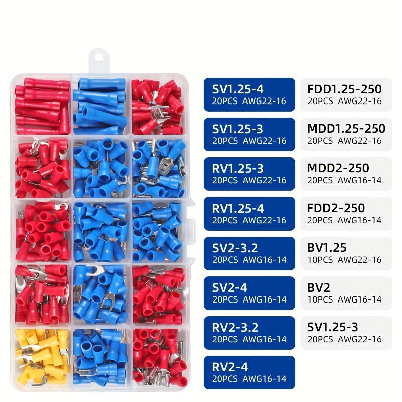 1 Set SN-02C Wire Crimping Tool Set, Insulated Wire Electrical Connectors Crimp-Butt, Ring, Spade, Terminals Cable Lugs Assortment Kit