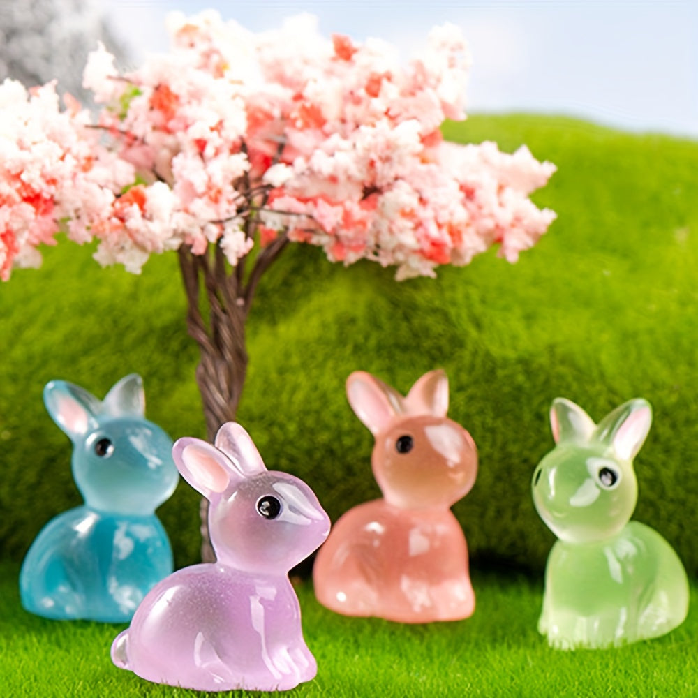 10/18/36pcs Cute Mini Luminous Resin Bunnies Ornament Glow In The Dark Miniature Figurines Rabbit Micro Landscape Fairy Garden Accessories
