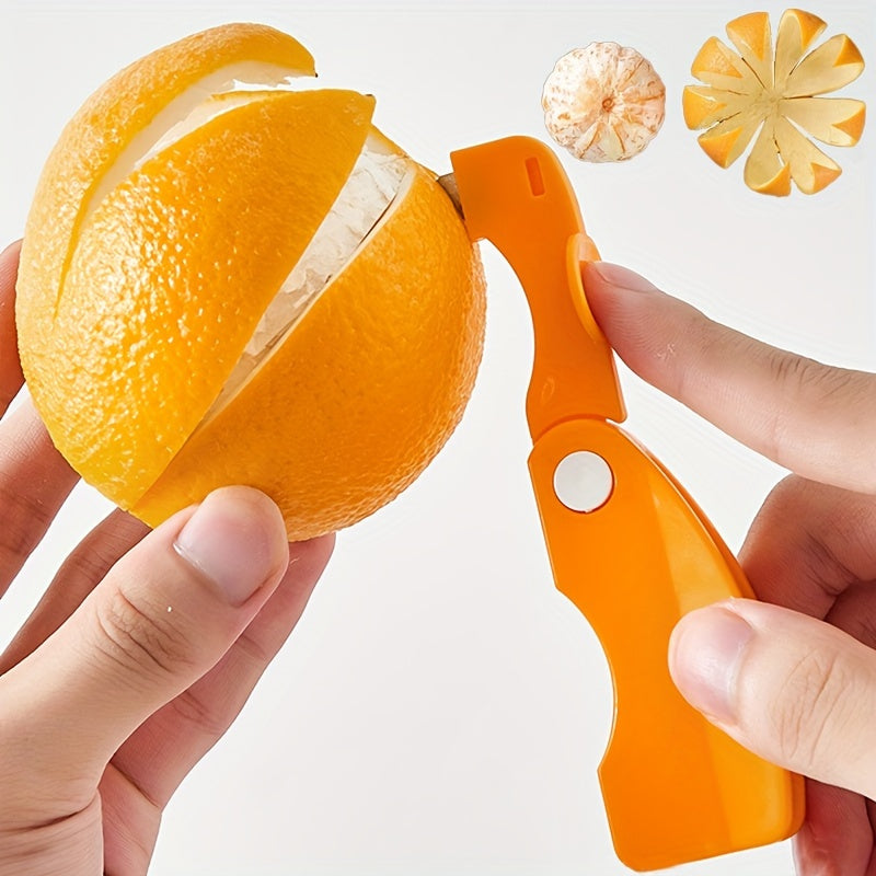1/2pcs, Orange Peeler, Plastic Orange Peeler, Simple Lemon Peeler, Grapefruit Peeler, Creative Cutter, Orange Peeler Tool With Folding Handle, Fruit Peeler, Vegetable Fruit Tools, Kitchen Gadget