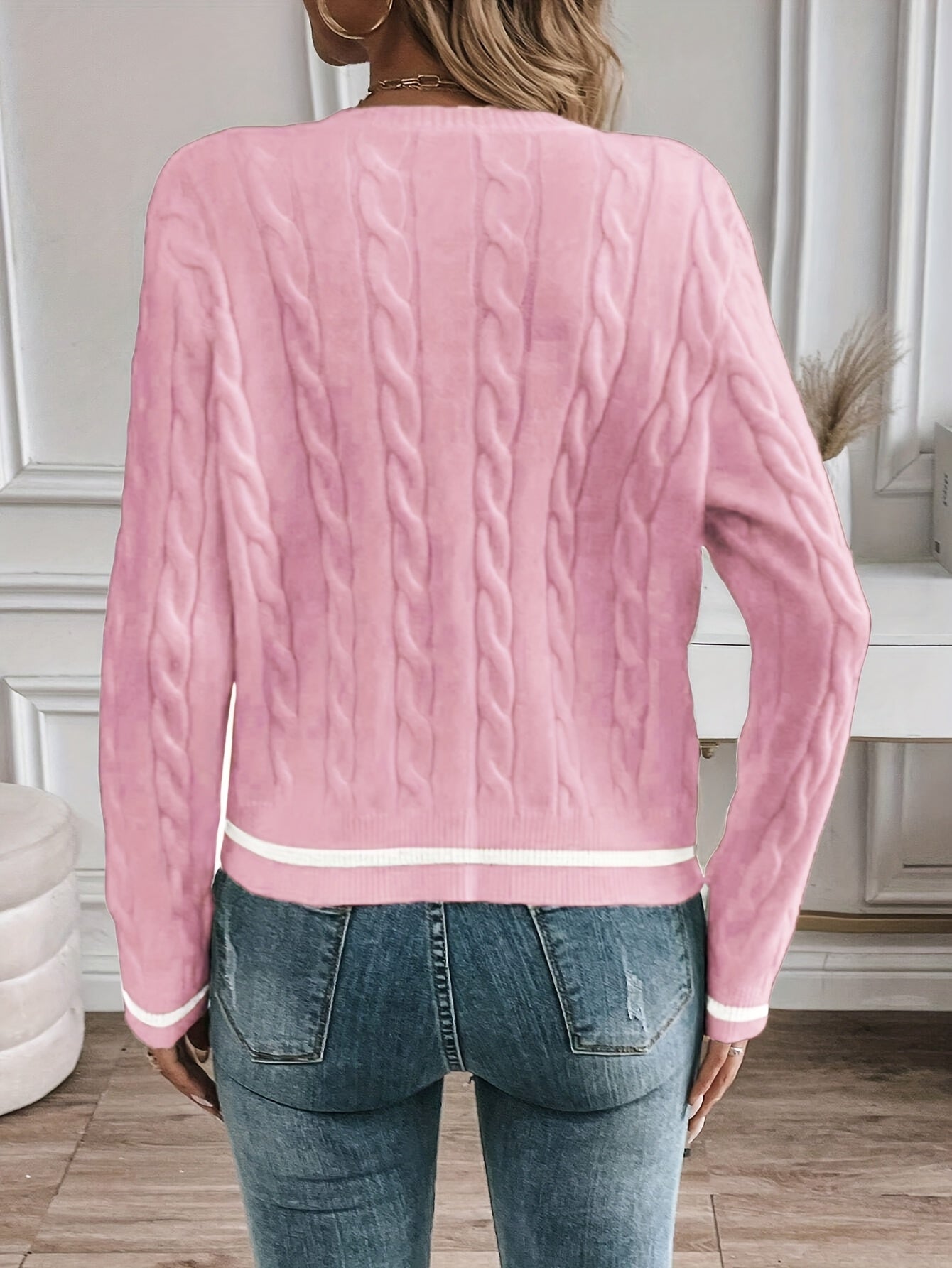 Women's Elegant Solid Color Long Sleeve Cardigan - Open Front Button Placket, Machine Washable Non-Stretch Sweater for Spring Summer Fall, Casual to Semi-Formal Wear, Ladies Sweaters, Seasonal Layering Piece, Buttoned Knitwea