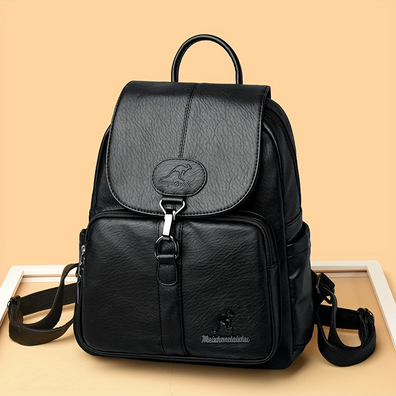 Women'S Genuine Leather Backpack - Vintage Backpack with Zipper Closure, Adjustable Shoulder Straps & Front flap pocket - Elegant Everyday & Formal Bag in, Brown, - Durable Polyester Lining for Women, Versatile Carryall, Clas