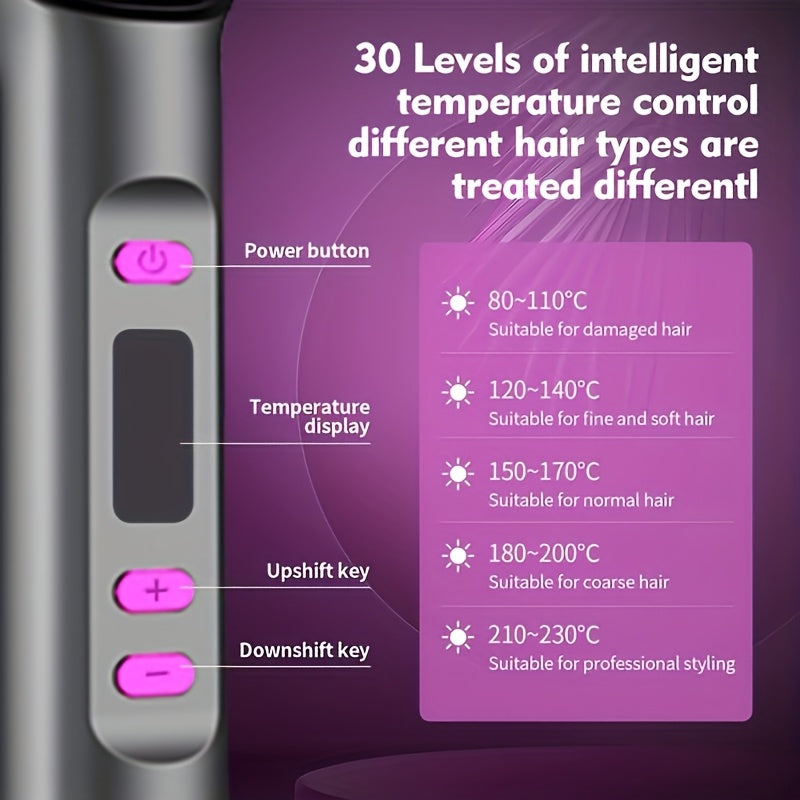 Hair Straightening Brush with LCD Display for Straightening and Curling, Lazy Curling Iron Hair Straightener, Negative Ion Non-Injurious Hair, Anti-scald, Fast Styling Hot Brush, Women'S Gift, Birthday Gift, Holiday Gift, Fas