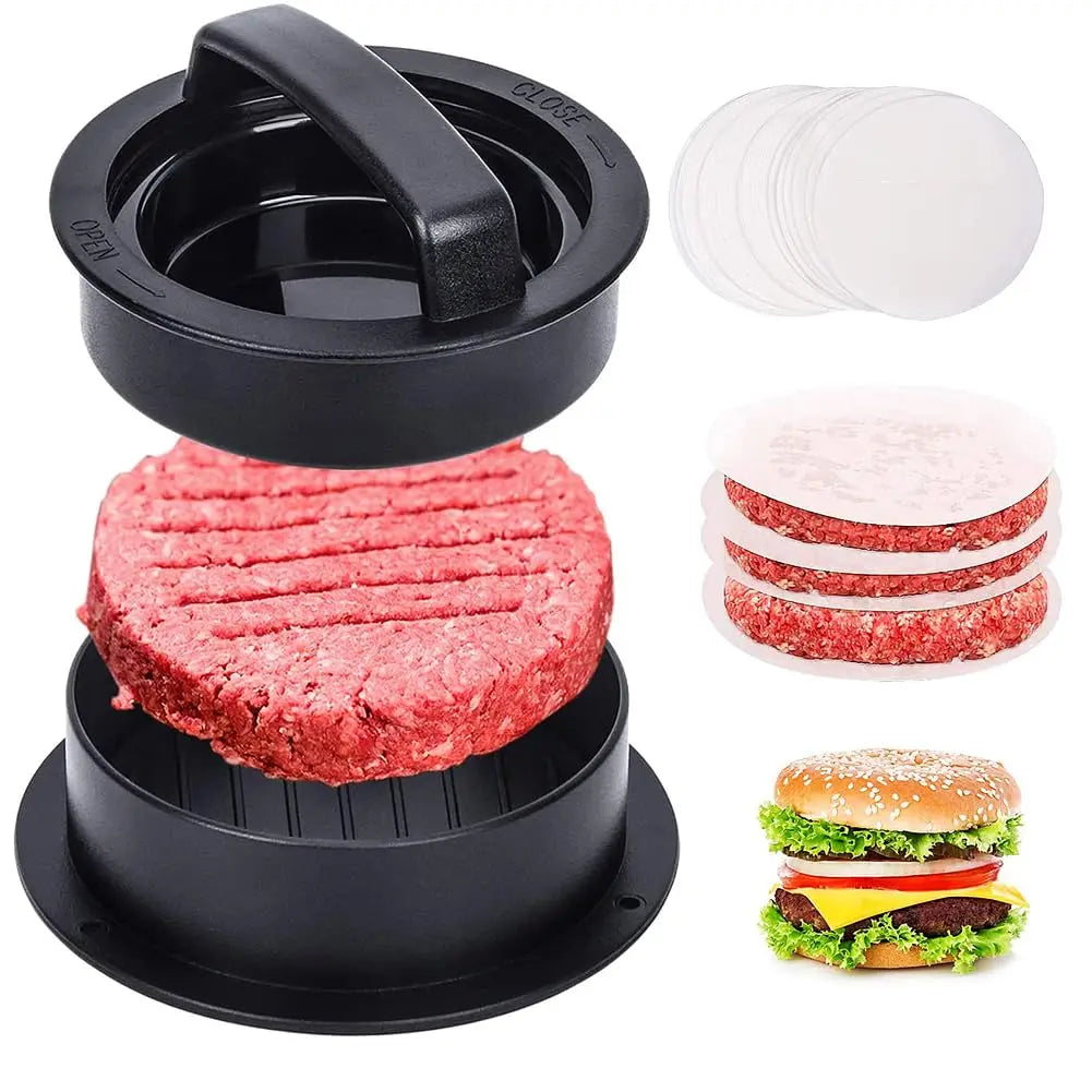 BBQ Grilling Tool 3-in-1 Non-Stick PP Beef Meat Veggie Mold Stuffed Slider Burger Press Hamburger Patty Maker