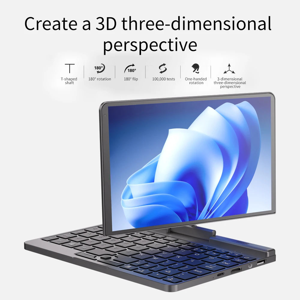 8 Inch Portable Notebook 2-in-1 Laptop and Tablet N100 Quad Cores 12GB RAM Rotatable IPS Screen Metal Body Stock Available