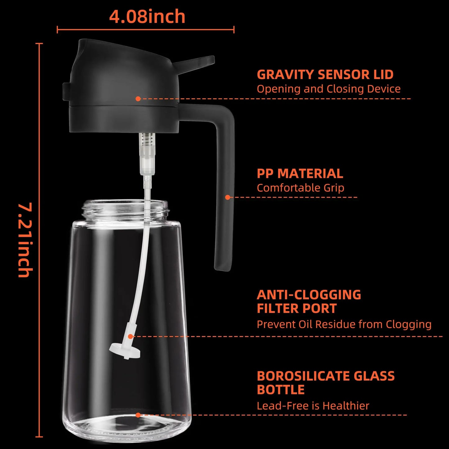 Mothers Day Gift Cooking Kitchen Salad Barbecue 16oz 2 in 1 Oil Sprayer Bottle Olive Oil Dispenser Bottle