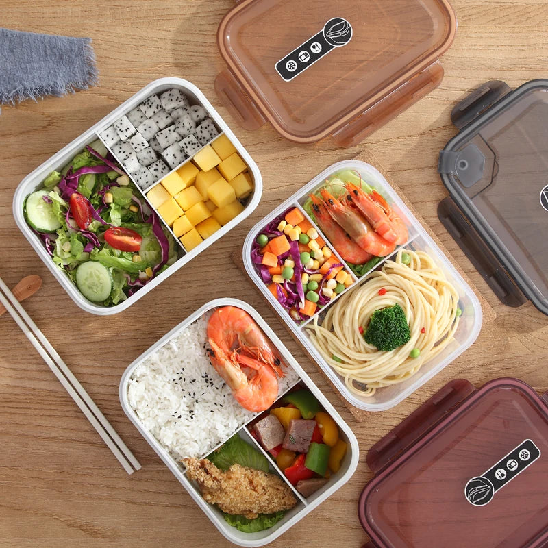 School Office Reusable Microwaveable Meal Prep Food Storage Container BPA-free PP 3 Compartment Plastic Bento Lunch Box for Kids