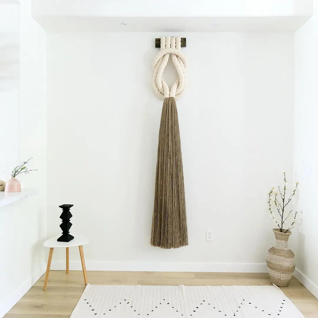Handmade Black Knotted Design with Long Tassels Minimalist Macrame Wall Hangings Set for Kids' Room