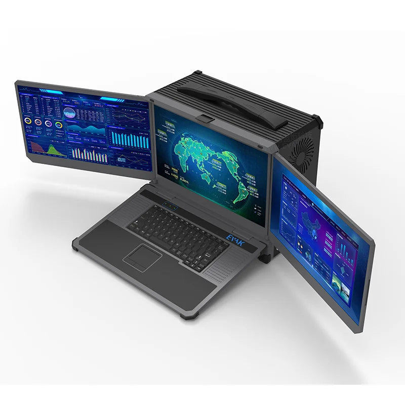 17.3 Inch Triple-screen Rugged All-in-one Industrial Laptop Support Win10/11 Linux System Rugged Notebook  Laptop Toughbook
